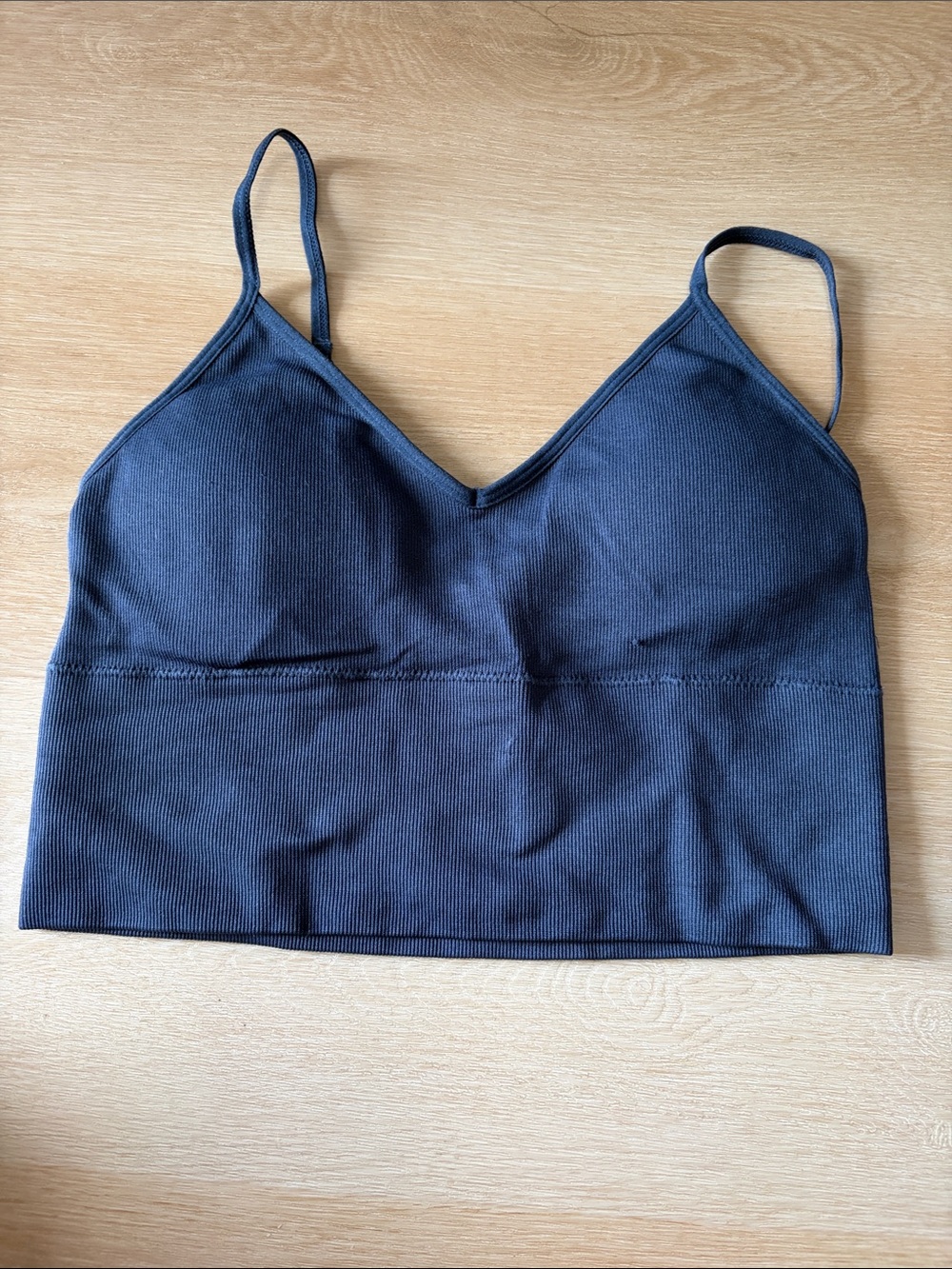 Dynamite Ribbed V-Neck Seamless Bralette - Navy